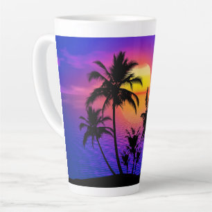 Caneca De Café Latte Palmeiras Tropicais