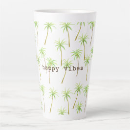 Caneca De Café Latte Palmeiras Tropicais Cores de Água