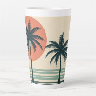 Caneca De Café Latte Palmeiras tropicais retrô/vintage