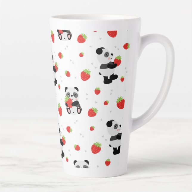 Caneca De Café Latte Panda fofo com morango (Direita)