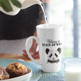 Caneca De Café Latte Panda Negra E Branca Moderna Engraçada Com Citação