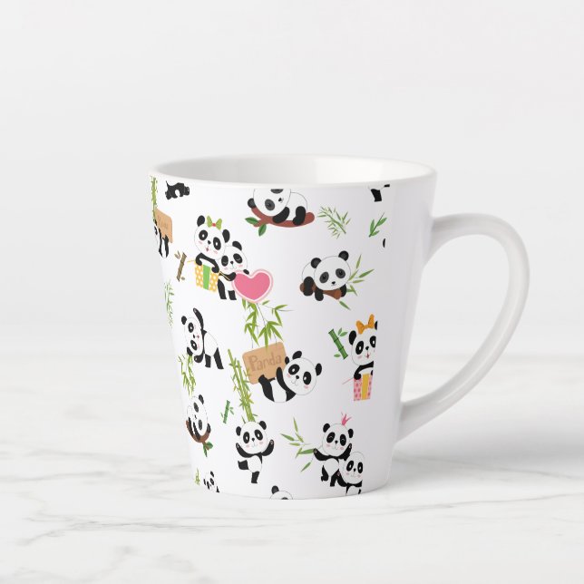 Caneca De Café Latte Panda's Pattern (Direita)