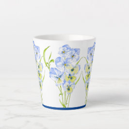 Caneca De Café Latte Pansias Azuis Icy em uma Pequena Caneca Latte