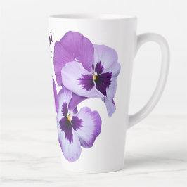 Caneca De Café Latte Pansy floral Karen nome personalizável