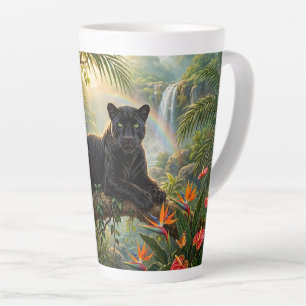 Caneca De Café Latte Pantera Negra Quênia Flores da Selva Cachoeira