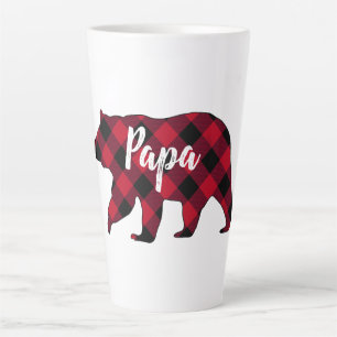 Caneca De Café Latte Papa Rústico Urso Vermelho Xadrez de Buffalo Latt