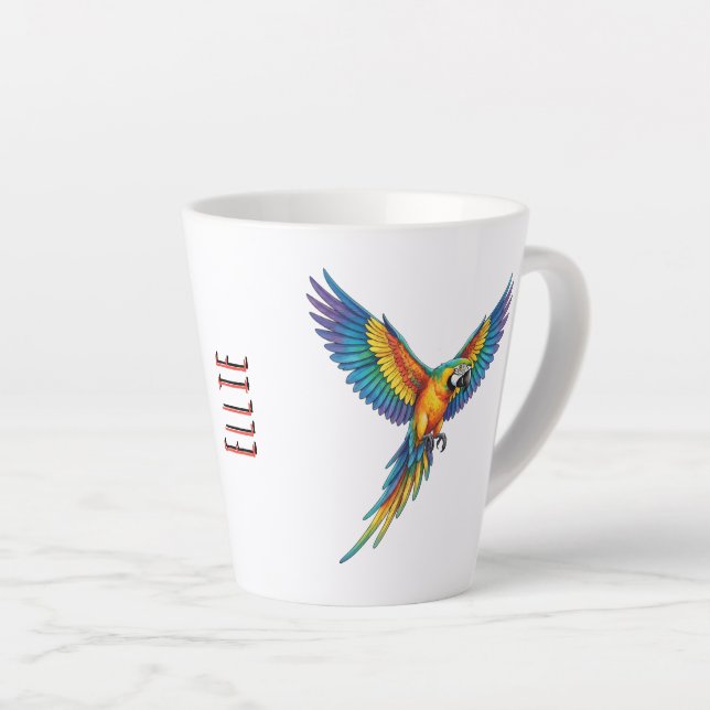 Caneca De Café Latte Papagaio (Ângulo direito)