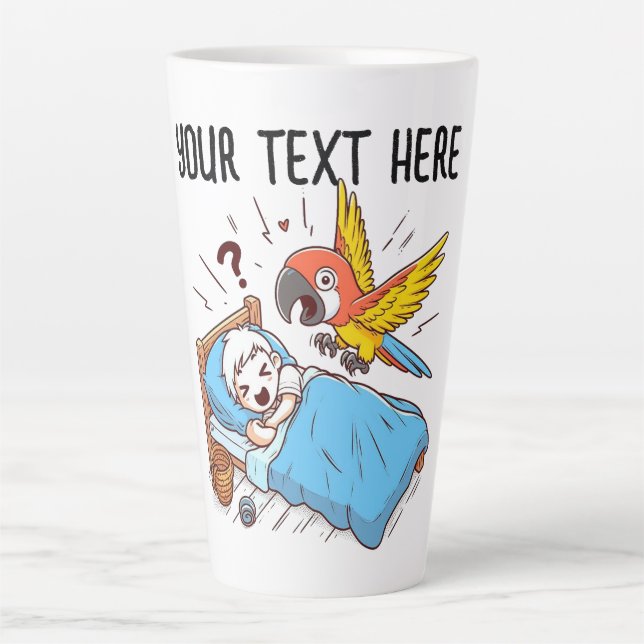 CANECA DE CAFÉ LATTE PAPAGAIO ALARME DE ACORDAR (Frente)