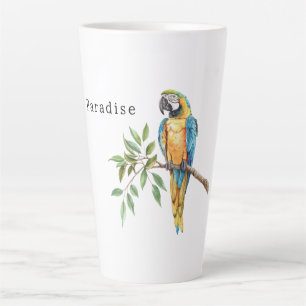 Caneca De Café Latte Papagaio Azul Amarelo Ave Animal Safari