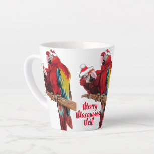 Caneca De Café Latte Papagaio Vermelho Merry Macaw Latte Mug