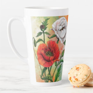 Caneca De Café Latte Papagaios Brancos Vermelhos Latino