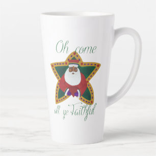Caneca De Café Latte Papai Noel Afro-Americano