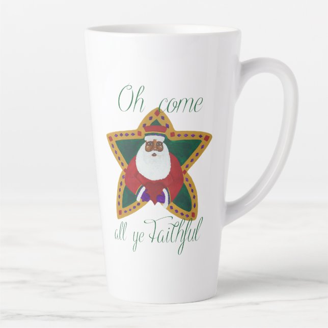 Caneca De Café Latte Papai Noel Afro-Americano (Direita)