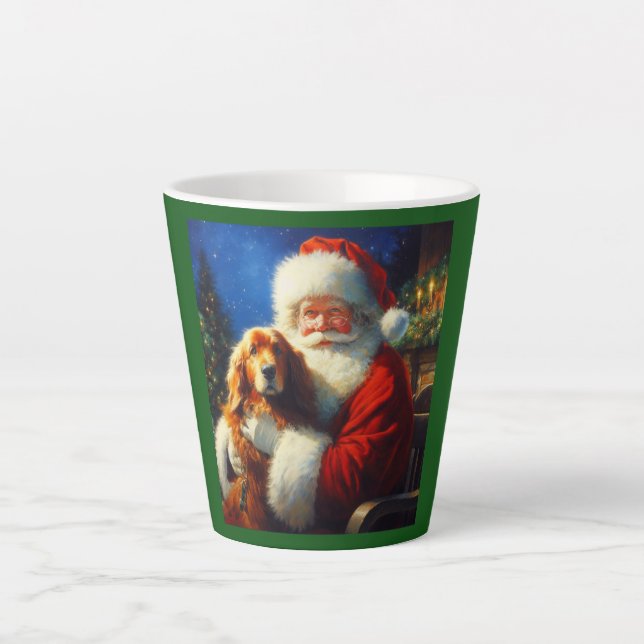 Caneca De Café Latte Papai Noel de Natal com Cães 4 (Frente)