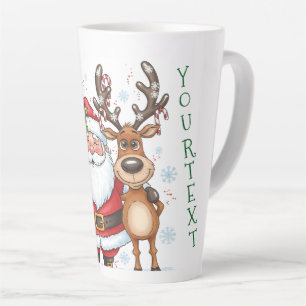 Caneca De Café Latte Papai Noel e Rena engraçados personalizados de Nat