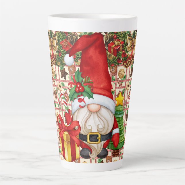 Caneca De Café Latte Papai Noel Gnomo (Frente)