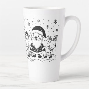 Caneca De Café Latte Papai Noel Negro e Branco com Rebeldes