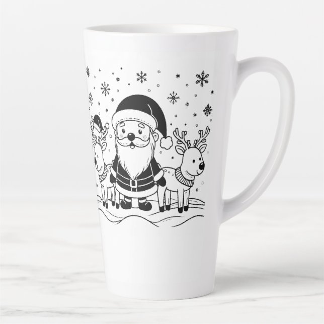 Caneca De Café Latte Papai Noel Negro e Branco com Rebeldes (Direita)