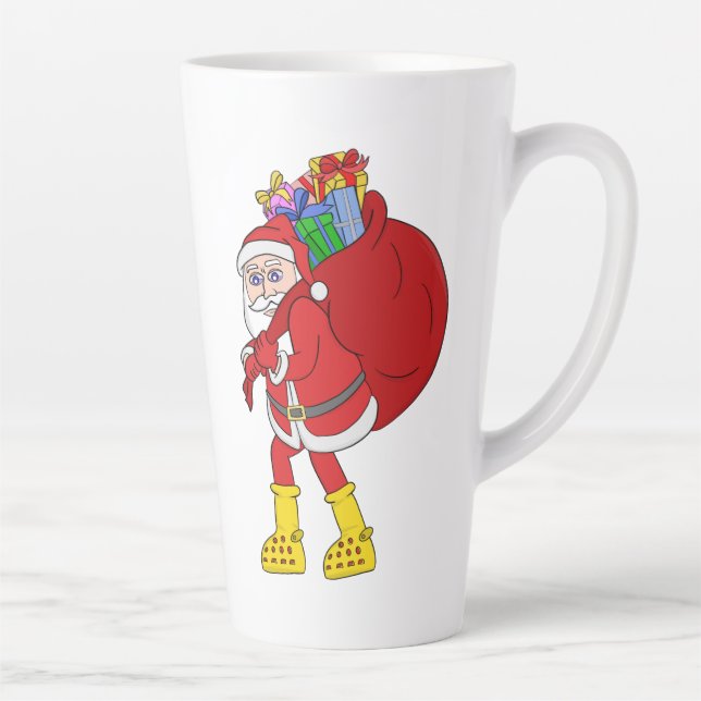 Caneca De Café Latte Papai Noel Vestindo Big Yellow Boots (Direita)
