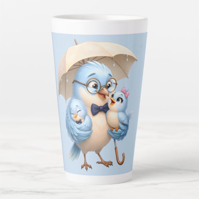 Caneca de Café Latte Papai Pássaro Presente Famíli (Frente)