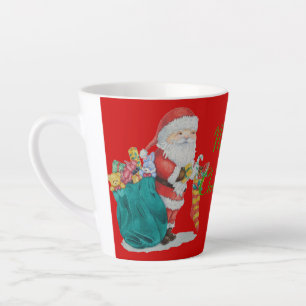 Caneca De Café Latte papais noeis bonitinhos com saco verde chegando ao