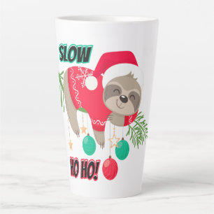 Caneca De Café Latte Papais noeis bonitos e engraçados, sangramento len