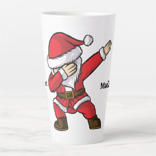 Caneca De Café Latte Papais noeis de Dança de Dotação de Texto e Nome P