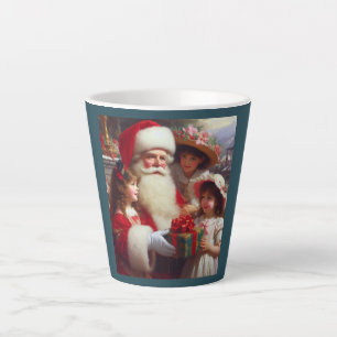 Caneca De Café Latte Papais noeis de Natal com Crianças 1