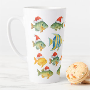 Caneca De Café Latte Papais noeis de peixe para pavimentação de pesca n