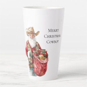 Caneca De Café Latte Papais noeis de vaqueiro do Natal Ocidental