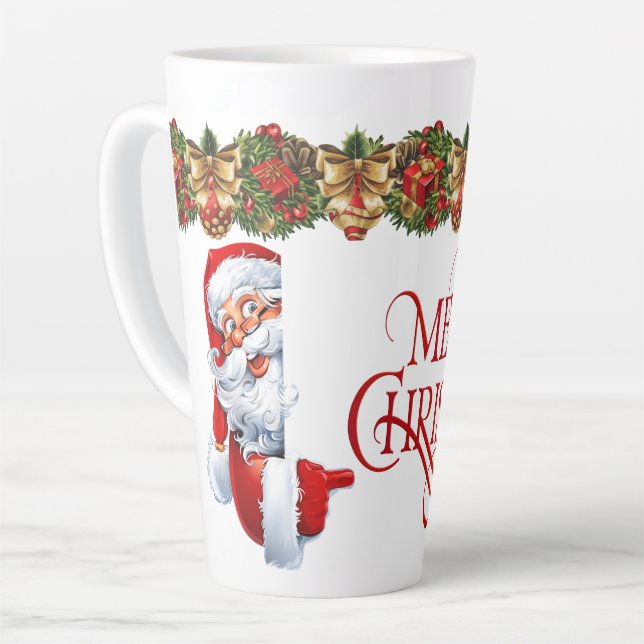 Caneca De Café Latte Papais noeis Feliz Natal (Ângulo esquerdo)