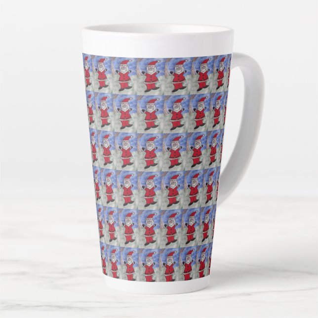 Caneca De Café Latte Papais noeis felizes (Ângulo direito)