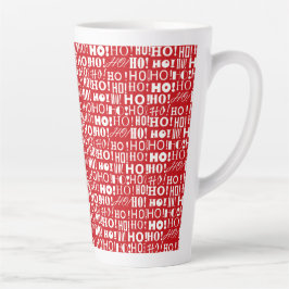 Caneca De Café Latte Papais noeis Jolly Saudando HO! Hei! HO! Em Vermel