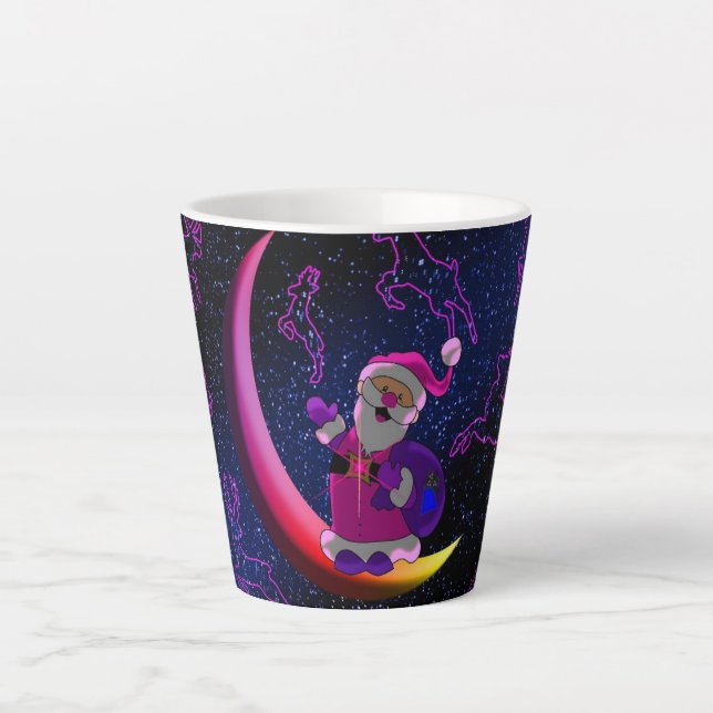Caneca De Café Latte Papais noeis na Lua (Frente)