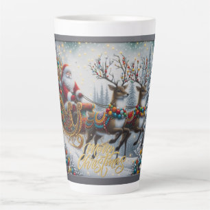 Caneca De Café Latte Papais noeis/Natais vintages clássicos e renas