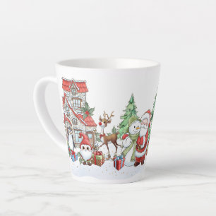 Caneca De Café Latte Papais noeis Snowman Reindeer Christmas Latug