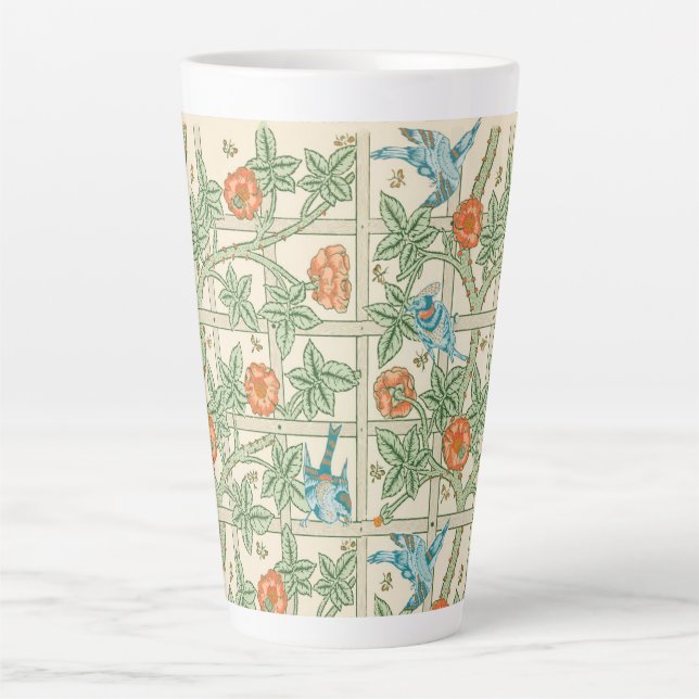 Caneca De Café Latte Papel de Parede Vitoriano Treliça William Morris (Frente)