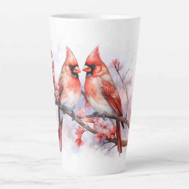 Caneca De Café Latte Par Cardinal de inverno 1 (Frente)