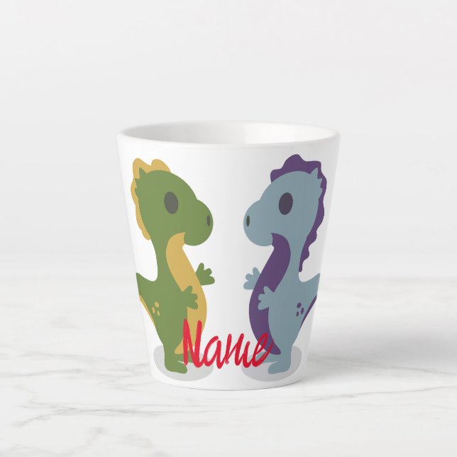 Caneca De Café Latte Par de Dinossauro Cólvora Troço_Trova (Frente)