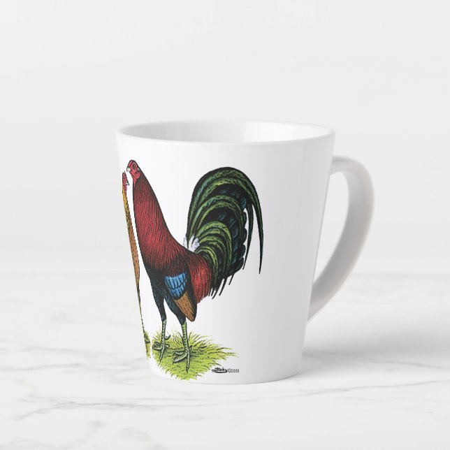 Caneca De Café Latte Par de Gamefowl (Ângulo direito)