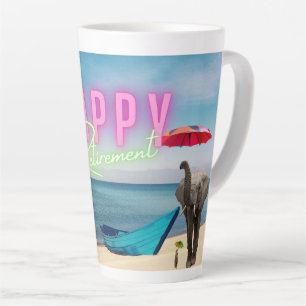 Caneca De Café Latte Parabéns, Cena de Praia Surreal Engraçada