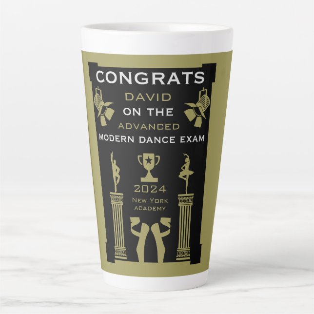 Caneca De Café Latte Parabéns de dança moderna (Frente)