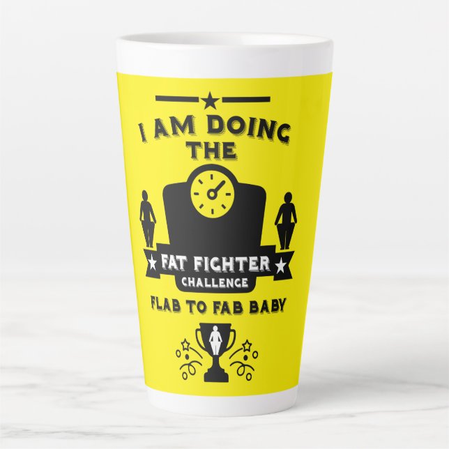 Caneca De Café Latte Parabéns por perda de peso (Frente)