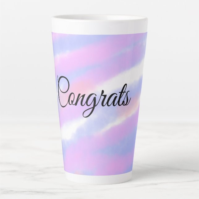 Caneca De Café Latte Parabéns simples e mínimos adicionam seu nome de t (Frente)