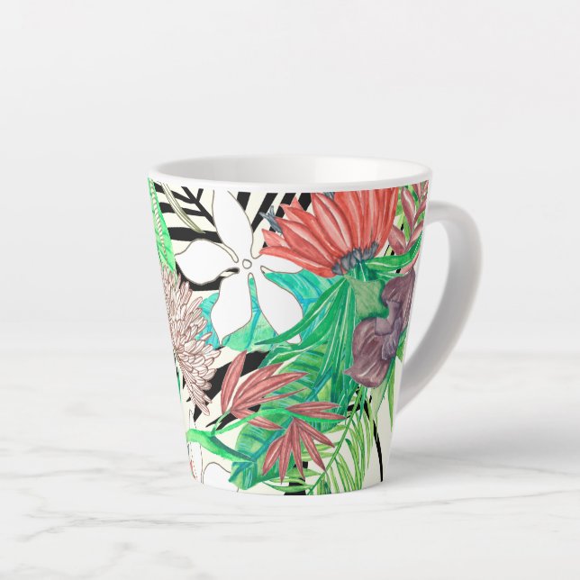 Caneca De Café Latte Paraíso Floral II (Ângulo direito)