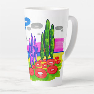 Caneca De Café Latte Paraíso Pop Art – Paisagem Gráfica Ousada