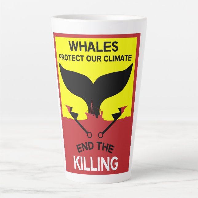 Caneca De Café Latte Parar a Caça à Baleia | Proibição à Caça à Baleia  (Frente)