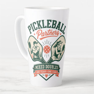 Caneca De Café Latte Parceiros de Pickleball Duplas Mistas