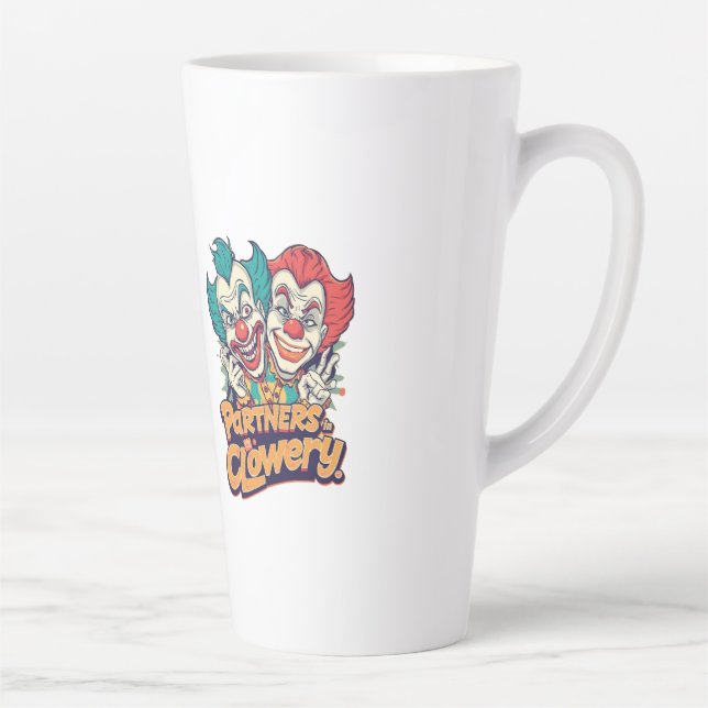 Caneca De Café Latte Parceiros na Clowery (Piada de Palhaço Divertida) (Direita)