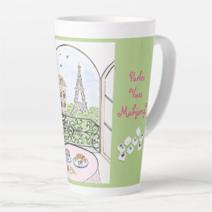 Caneca De Café Latte Paris Caprichoso e Torre Eiffel MAHJONG